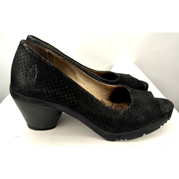 Fly London Womens Shoes Leather Chunky Platform Heel Open Toe Size 37 US 6.5-7 - Picture 3 of 11